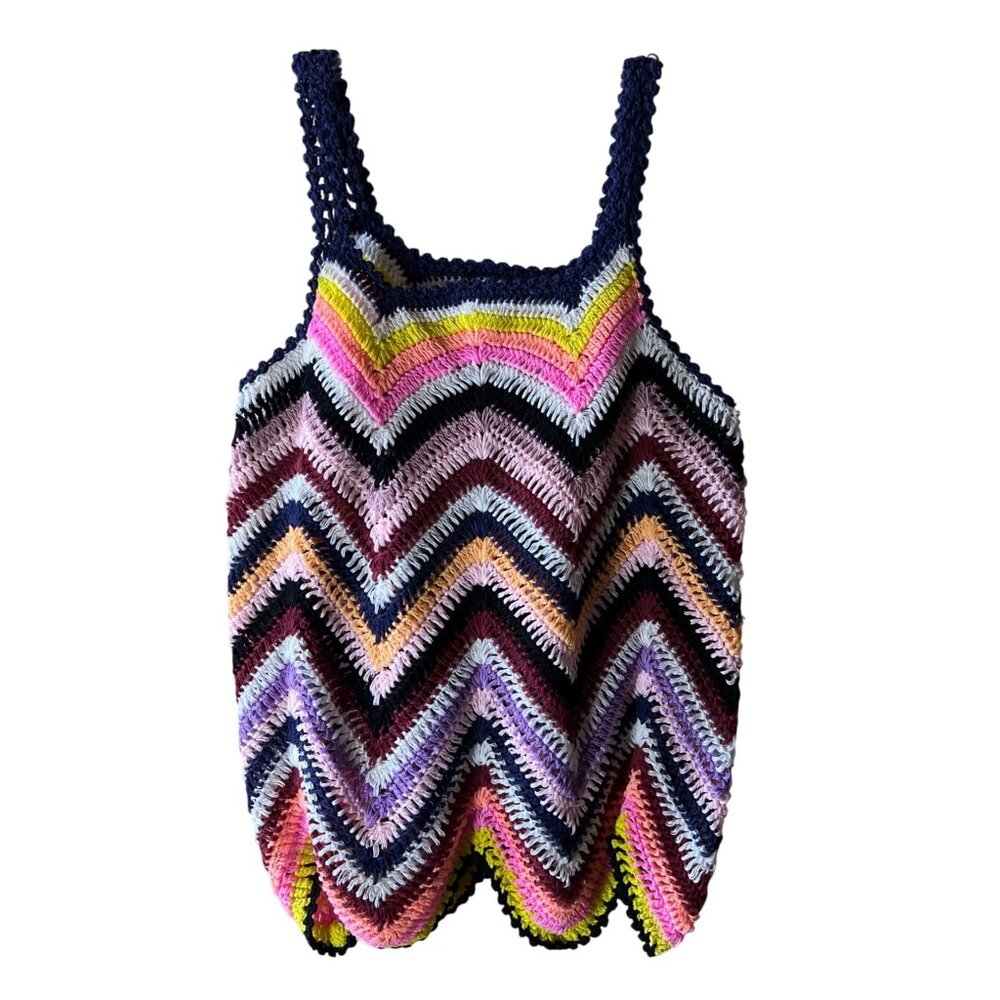 Handmade Multicolor Crochet Chevron Tank Top